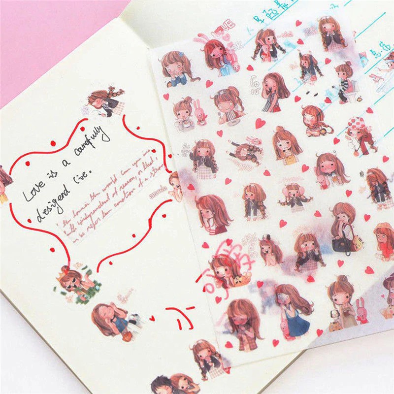 

INDORETAIL | 6 Pcs/set Lucu Kartun Pvc Stiker Kawaii Gadis Dekoratif Stiker untuk Diary Album Label