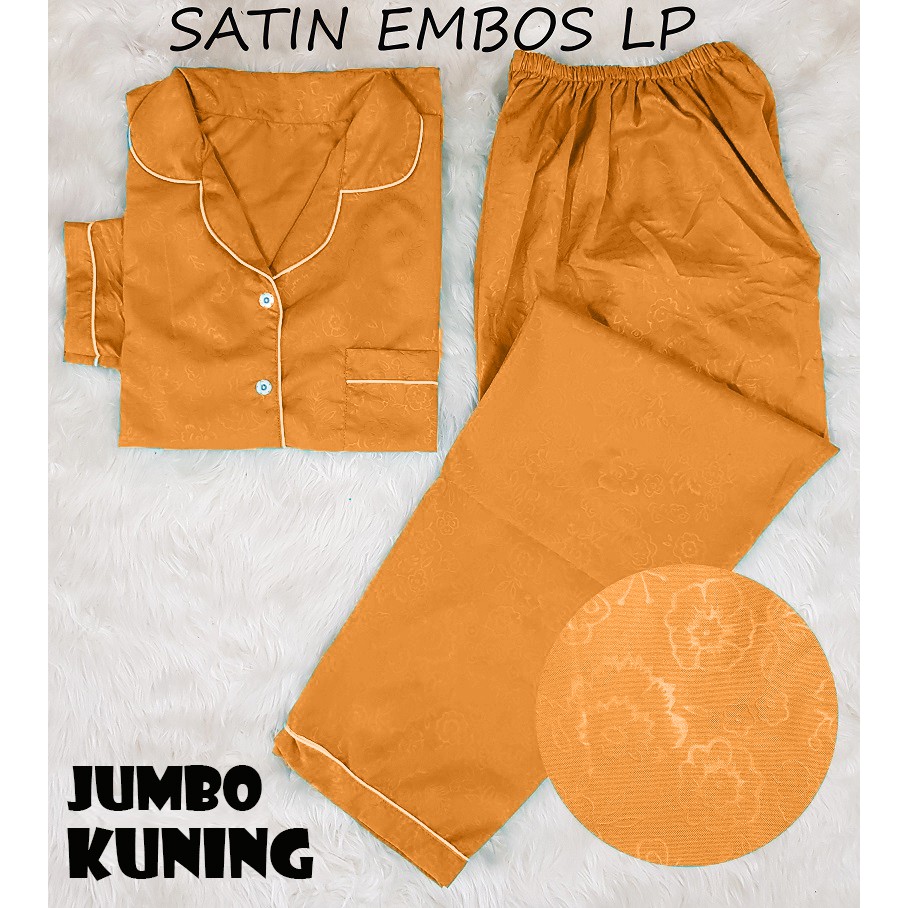 Rottenklass LP Piyama Saten Sleepwear Stelan Baju Tidur Lengan Panjang Celana Panjang Satin Embos-GOLD