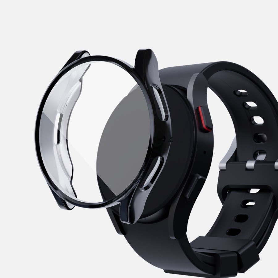 WATCH COVER FOR SAMSUNG GALAXY WATCH 5 44MM BUMPER CASE SCREEN FOR GALAXY SILIKON SOFTCASE - BLACK, 