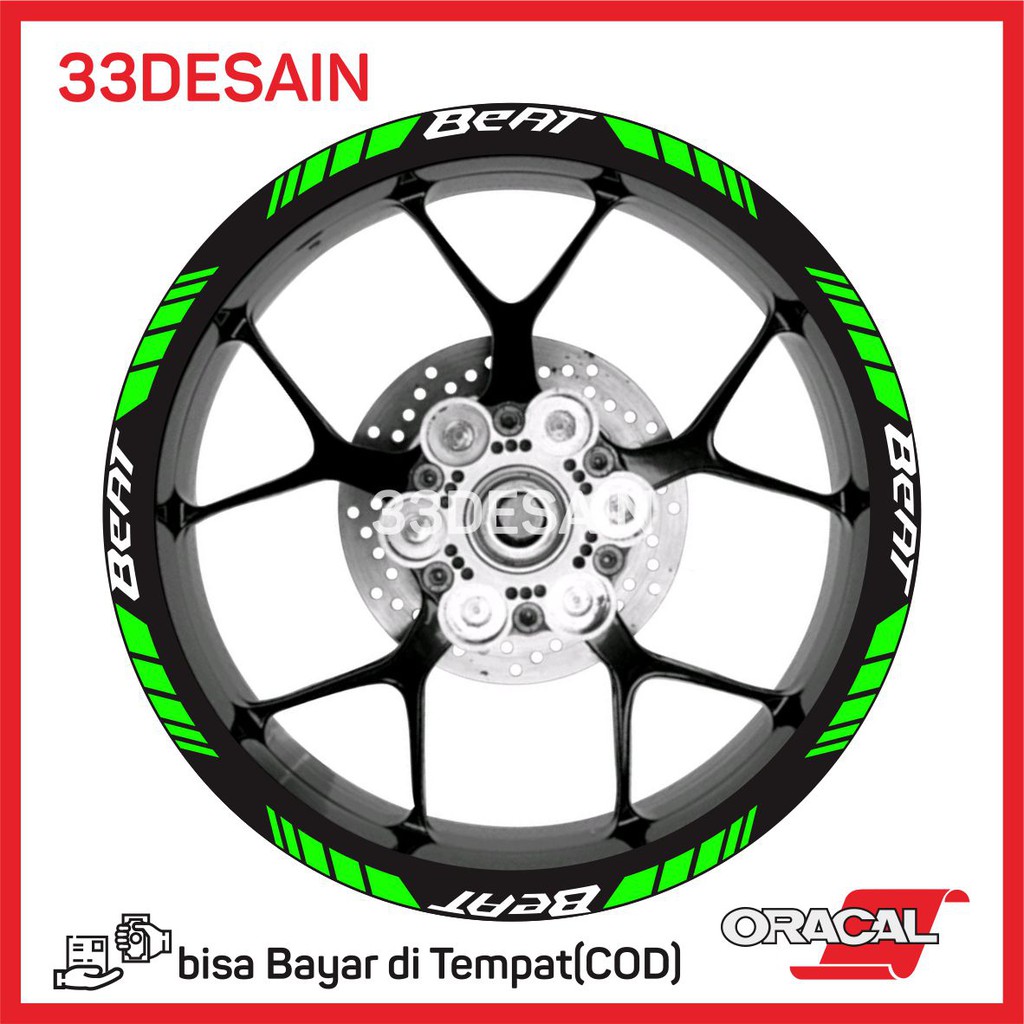 Aksesoris Motor Stiker Cutting Velg Honda Beat 13 Hijau Stabilo