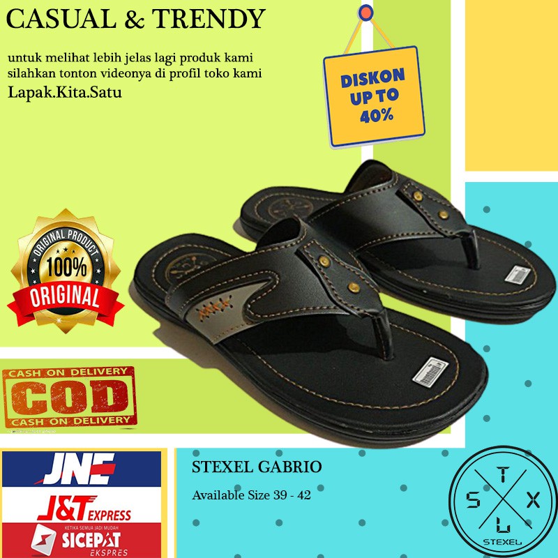 sandal pria dewasa casual kulit keren murah kekinian | sedal jepit | stexel -STXL G4BRIO [ORIGINAL]