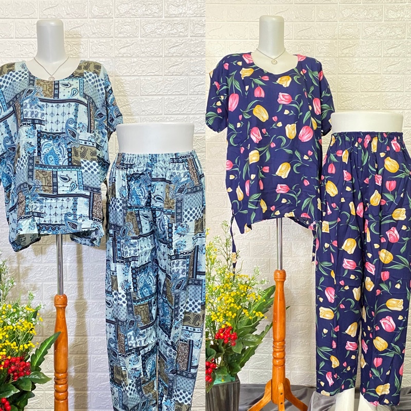 One Set Oversized | Set Baby Doll Jumbo | Setelan Celana Panjang Rayon Bali