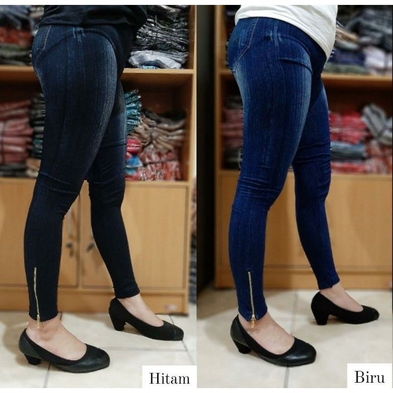 Legging jeans resleting import/legging wanita/legging import
