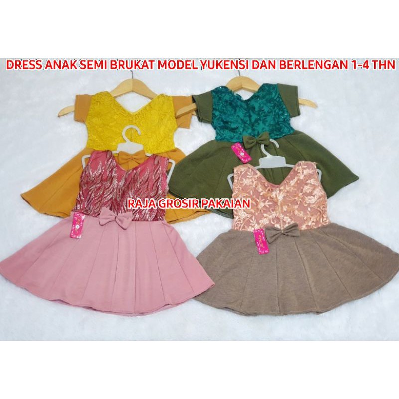 Dress Anak Semi Brukat Model Yukensi Dan Berlengan 1-4 Thn