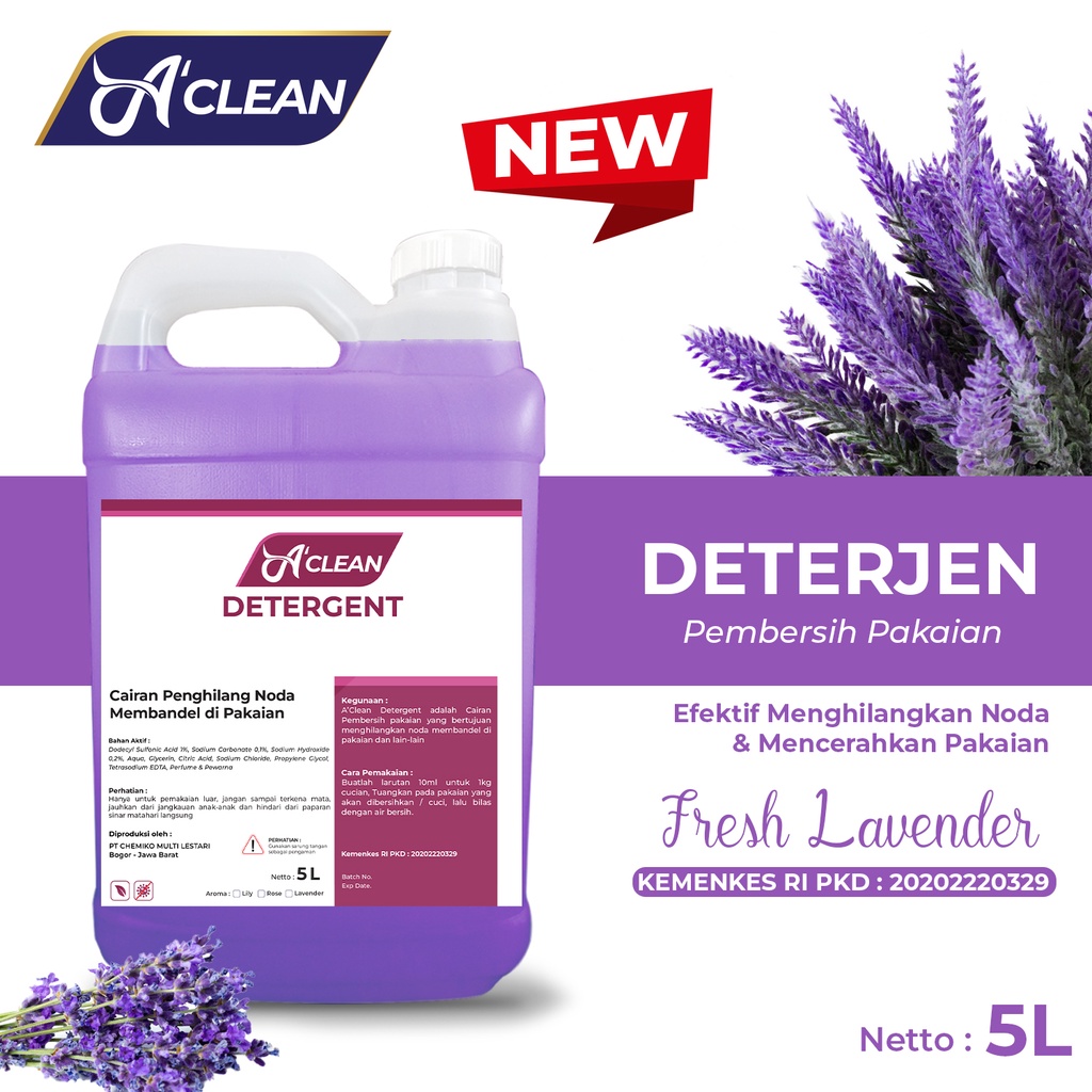 Deterjen / DETERGENT Cair Laundry PREMIUM Liquid Detergent KONSENTRAT A CLEAN CARE 5 Liter