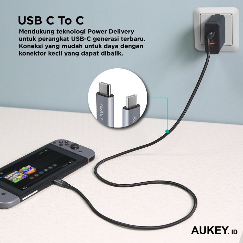 Aukey CB CD5 Cable USB C To C Original Garansi Resmi Aukey