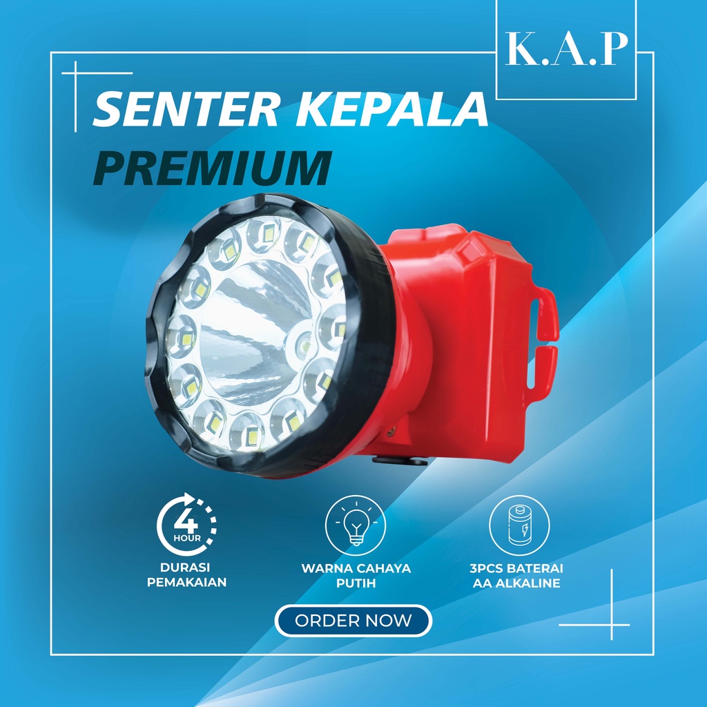 SENTER KEPALA / HEADLAMP MURAH MERIAH BATERAI 2 FUNGSI MERK K.A.P KP-9104B