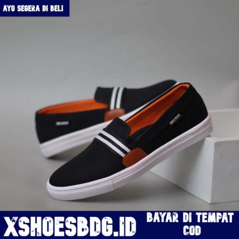 Xshoesbdg x Kante Sepatu Slip On Pria Casual Formal Slop Kanvas Santai Kerja Kuliah