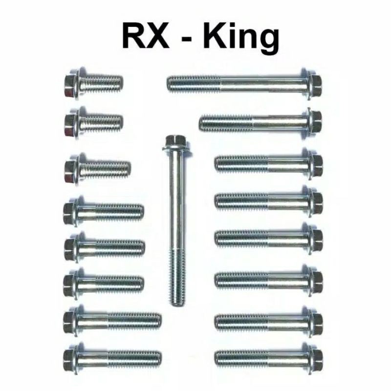 baut blok rxking chrome 17pcs free kunci L baut blok mesin yamaha rxking full set