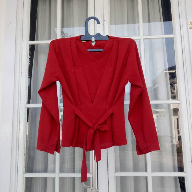 Blus merah bata merk ada fashion