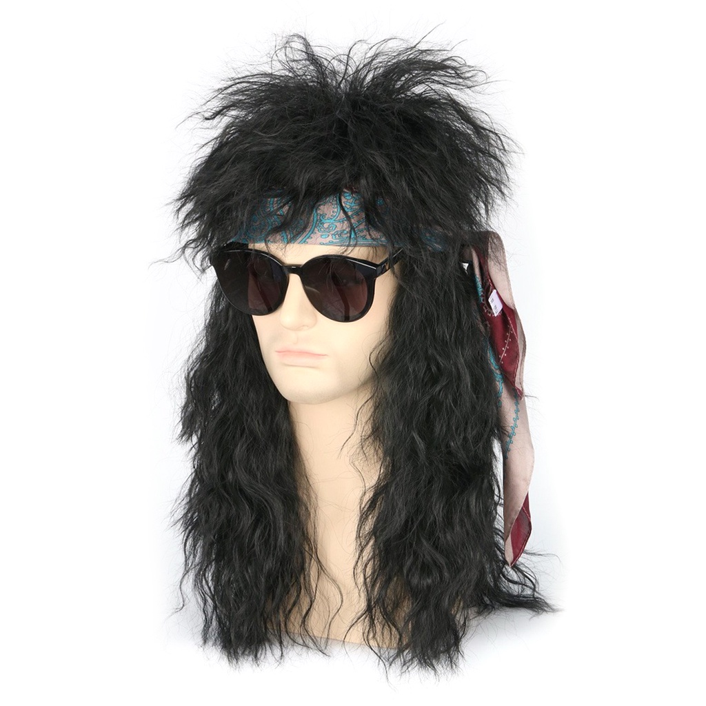 Wig Punk Heavy Metal Rocker Curly Long Wig Hairpiece