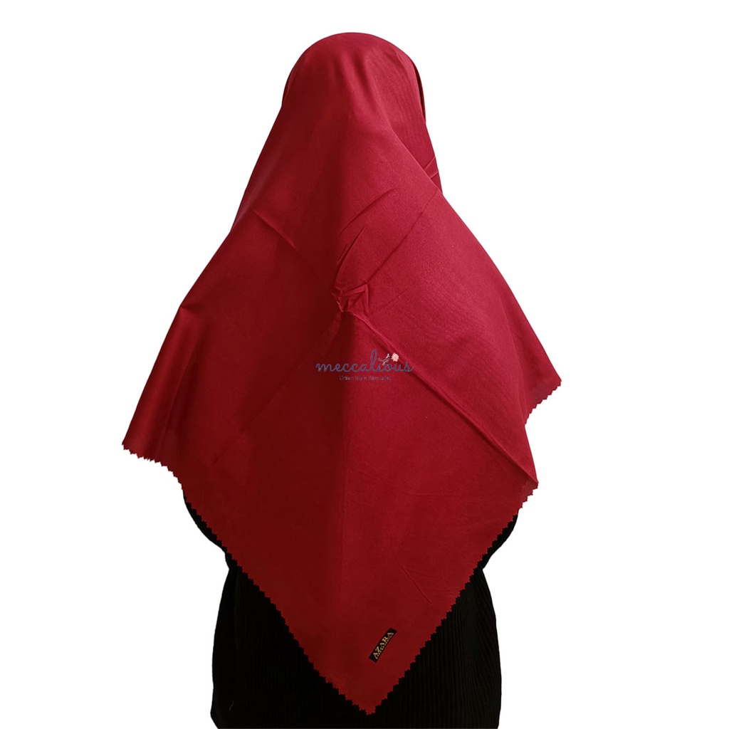 Jilbab Segi Empat Azara Voal Syari 130 x 130 Oskara  Miracle Jumbo Syar'i Laser Cut-Maroon Red
