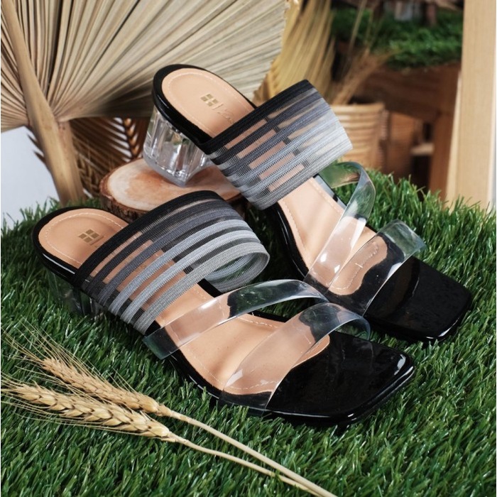 Sandal Heels Wanita Big size 41-45 Sendal ukuran jumbo heel pesta Hak kaca cewe Modis Elegant ZG-017