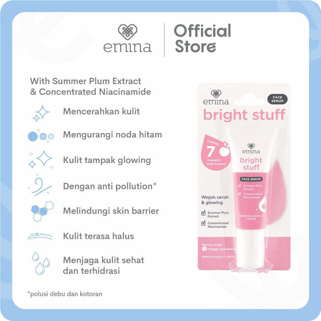 EMINA BRIGHT STUFF FACE SERUM 7.5ML SERUM WAJAH CERAH GLOWING REMAJA