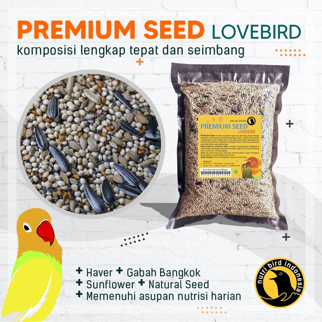 PREMIUM SEED LOVEBIRD , Pakan Harian Burung Lovebird , Parkit dan Paruh Bengkok