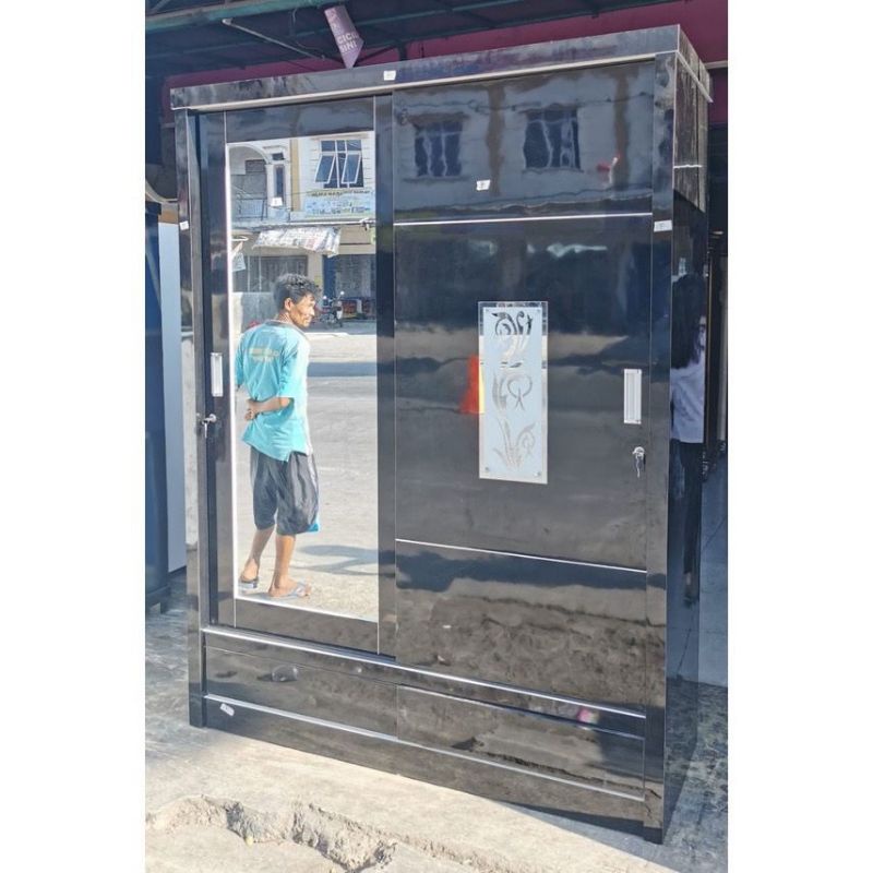 lemari sliding minimalis hpl full 2 pintu