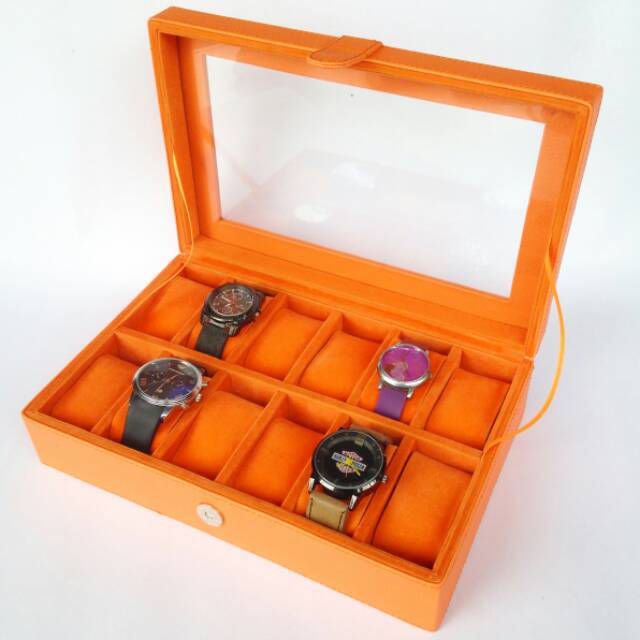 Box Jam Tangan Kotak Jam Tangan Isi 12 Warna Orange