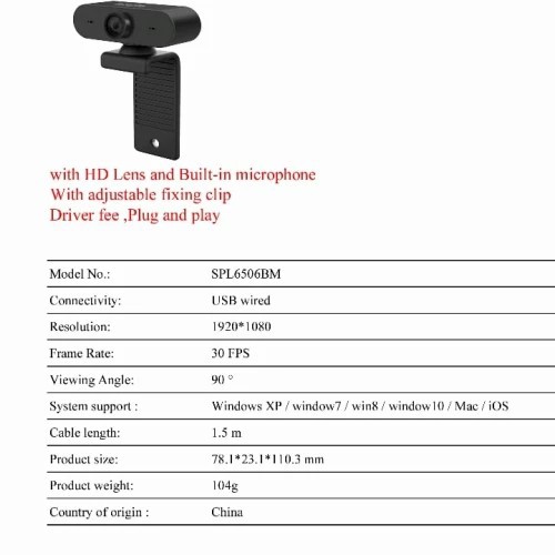 PHILIPS Webcam SPL6506BM SPL6506 BM SPL 6506 Full HD Bukan c270 c310