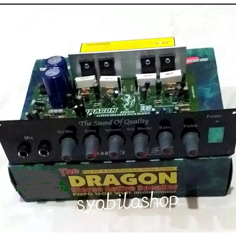 KIT AKTIF SPEAKER THE DRAGON POWER AMPLIFIER STEREO MIC ECHO PLUS SUBWOOFER