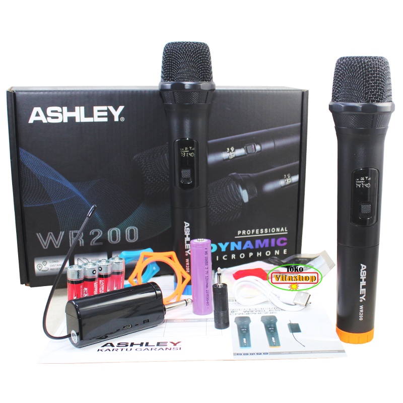 MIC WIRELESS ASHLEY WR-200 MICROPHONE WERLES 2 HANDLE MIKROFON ASLI