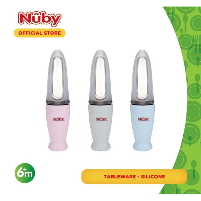 Nuby Kids Allsilicone Squeeze Feeder Blue, Pink, Grey - Sendok Makan Silikon