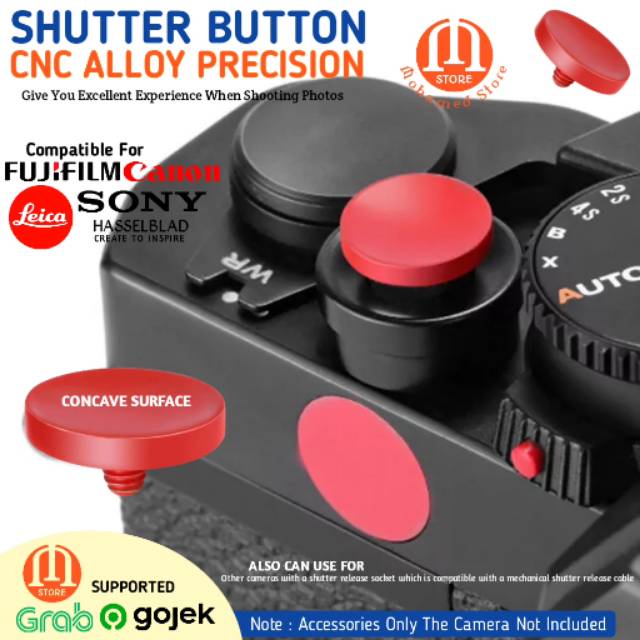 2# 1pcs Aluminium Alloy Red Shutter Button Universal for Canon for Nikon for Fuji for Leica Camera Shutter Release Button 