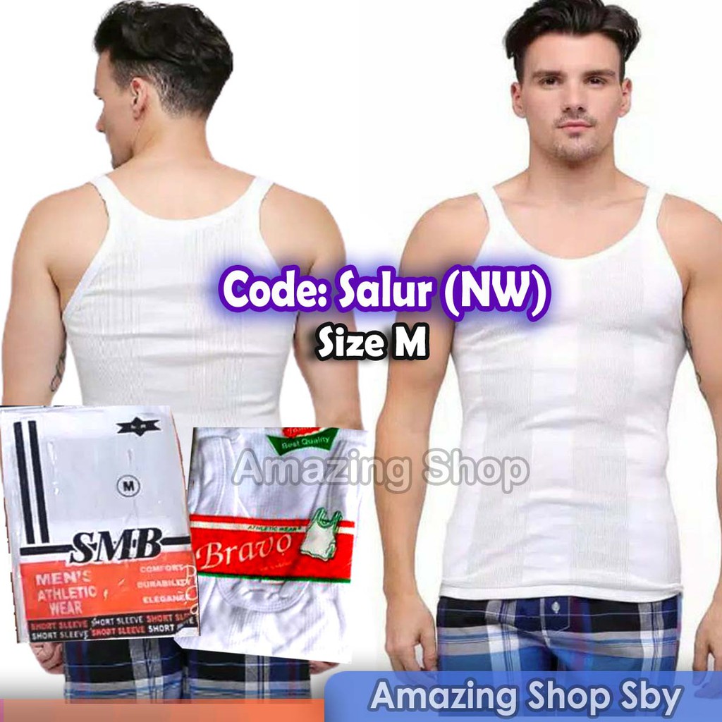 Kaos Dalam Singlet Pria Cowok Swan Brand Murah-Salur (NW)-M