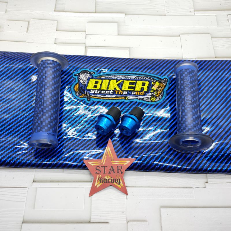 Kulit jok biker+ handgrip carbon+Jalu stang bisa untuk semua motor