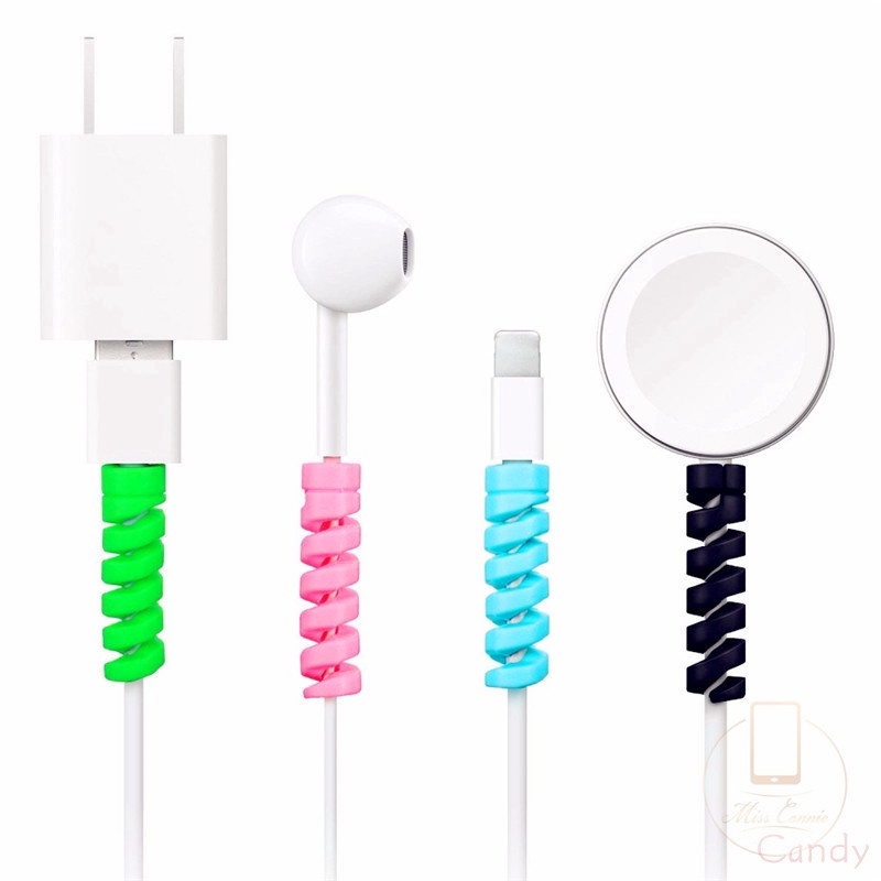 Case Pelindung Kabel Data / Charger / Earphone Bentuk Spiral Bahan Silikon