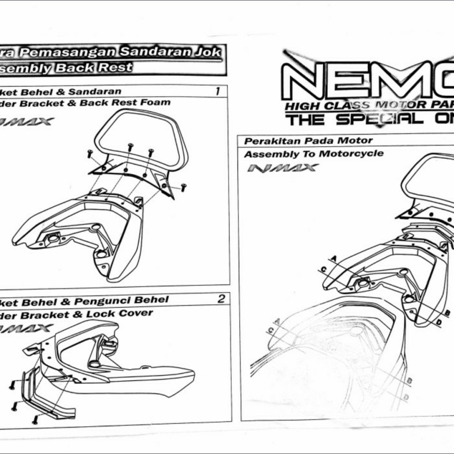 Jok Senderan Nmax Belakang LED Nemo Sandaran Jok Jox Led Aksesoris Variasi Sparepart Nmax Lama