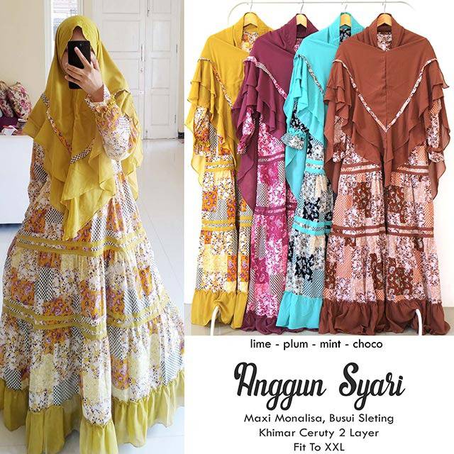 ANGGUN SYARI, maxi Monalisa, Busui Sleting, Khimar Ceruty 2 Layer
