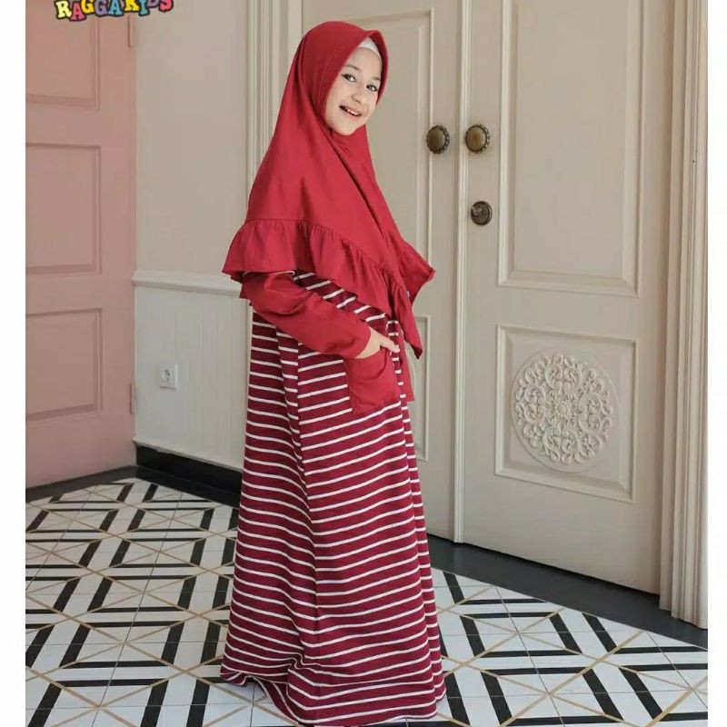RG45|| Gamis kaos motif garis Raggakids