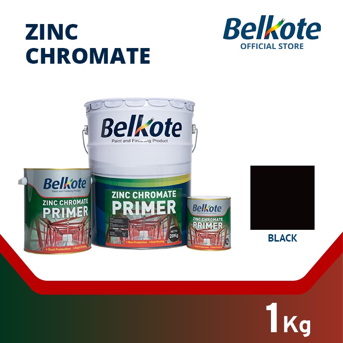 Belkote Zinc Chromate - Hitam, 1 Kg (Cat Besi Anti Karat / Cat Dasar)