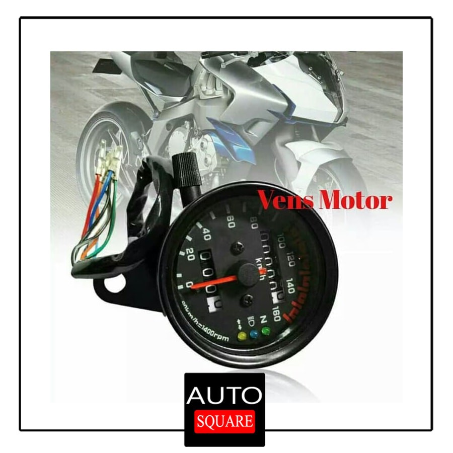 (PROMO) Speedometer Motor Universal Bulat Hitam/ Spidometer Motor Bulat Hitam