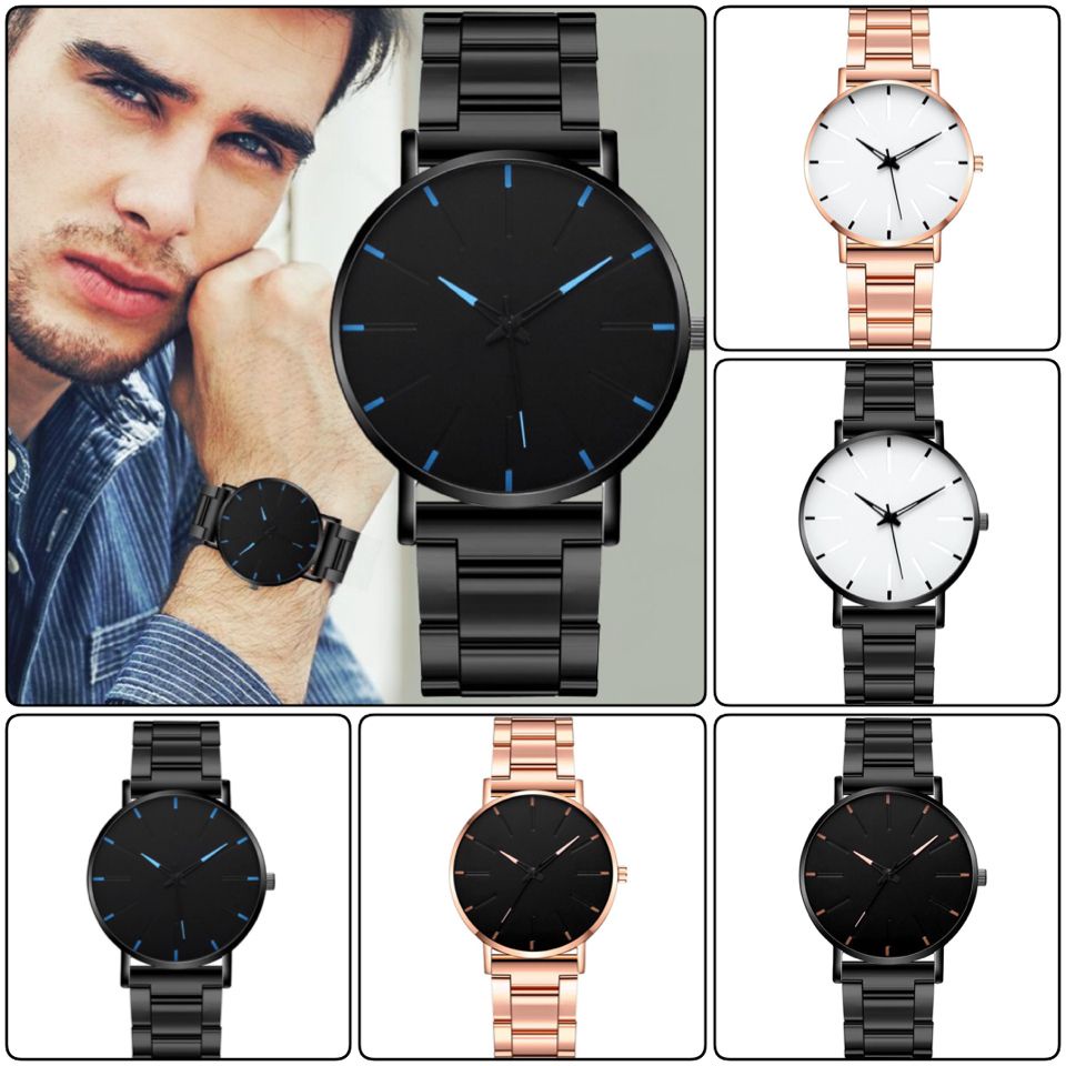 BAJ JAM TANGAN PRIA RANTAI STAINLESS STEEL CASUAL ANALOG QUARTZ FASHION LAKI LAKI GROSIR JF096