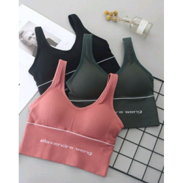 Alaxendre Weng BRA IMPORT BRA SPORT BRA GYM Olahraga Wanita BH Tampa Kawat Elastis