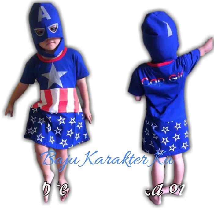 BAJU / KOSTUM / DRESS ANAK KAPTEN AMERIKA BERTOPENG