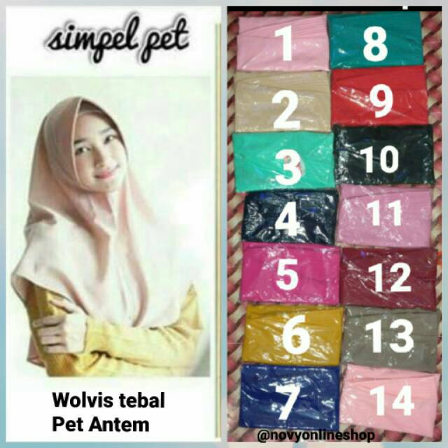 Bisa pilih warna 1kg=13pcs Grosir/ecer termurah hijab jilbab simpel pet/najwa pet/daily pet/