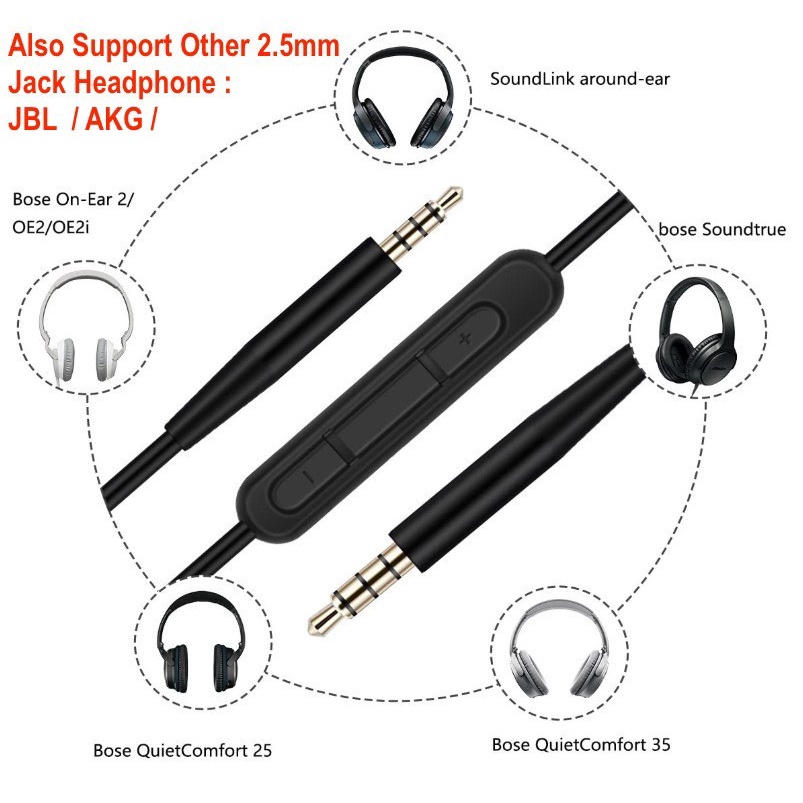 Headphone AUX Cable 3.5mm to 2.5mm For NC700 QC35 QC25 QC45 JBL Y50