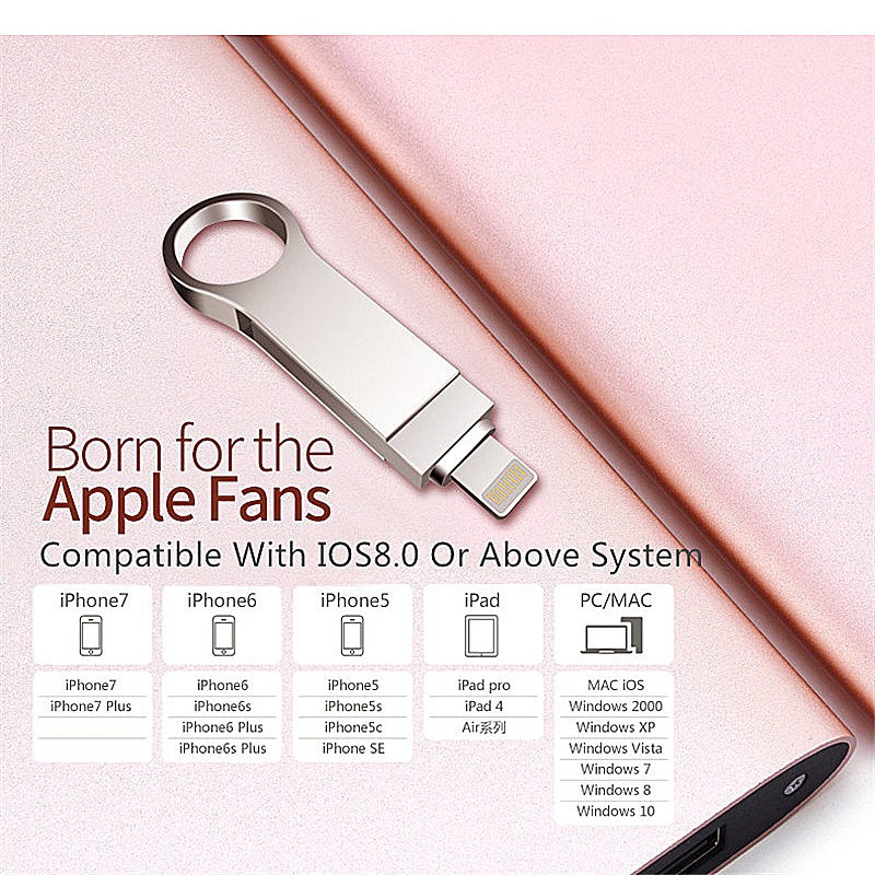 Flash Disk USB Bahan Metal Anti for Air untuk iPhone / iPod / ios11