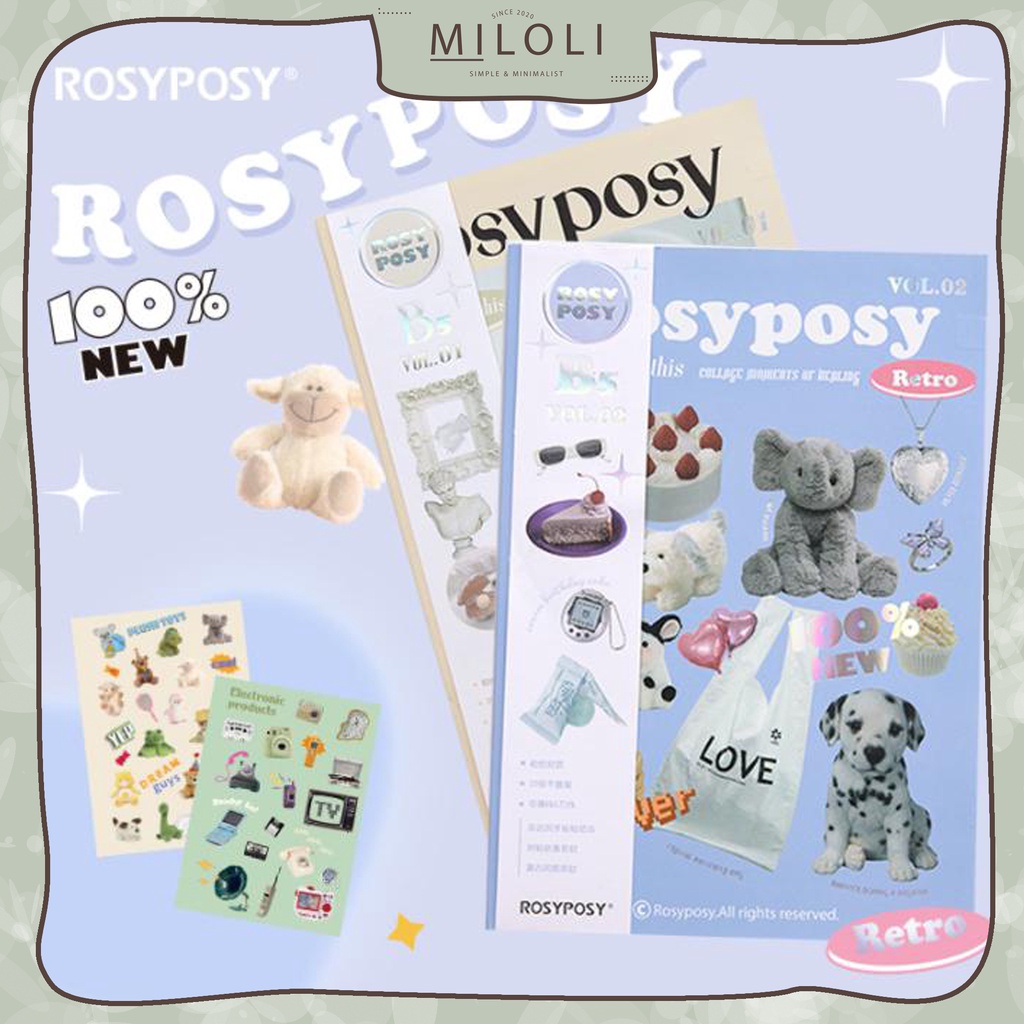 

[MIDORI] 20Lembar STIKER BOOK B5 ROSYPOSY MAGAZINE DIY Scrapbook BuJo Planner Stiker Hias Journal - B0341