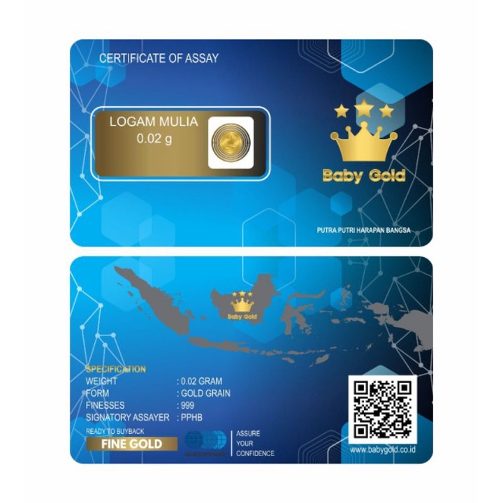 BABY GOLD Emas Mini 0.02 Gram Logam Mulia 24 Karat Original Termurah. Souvenir Gift Hadiah.