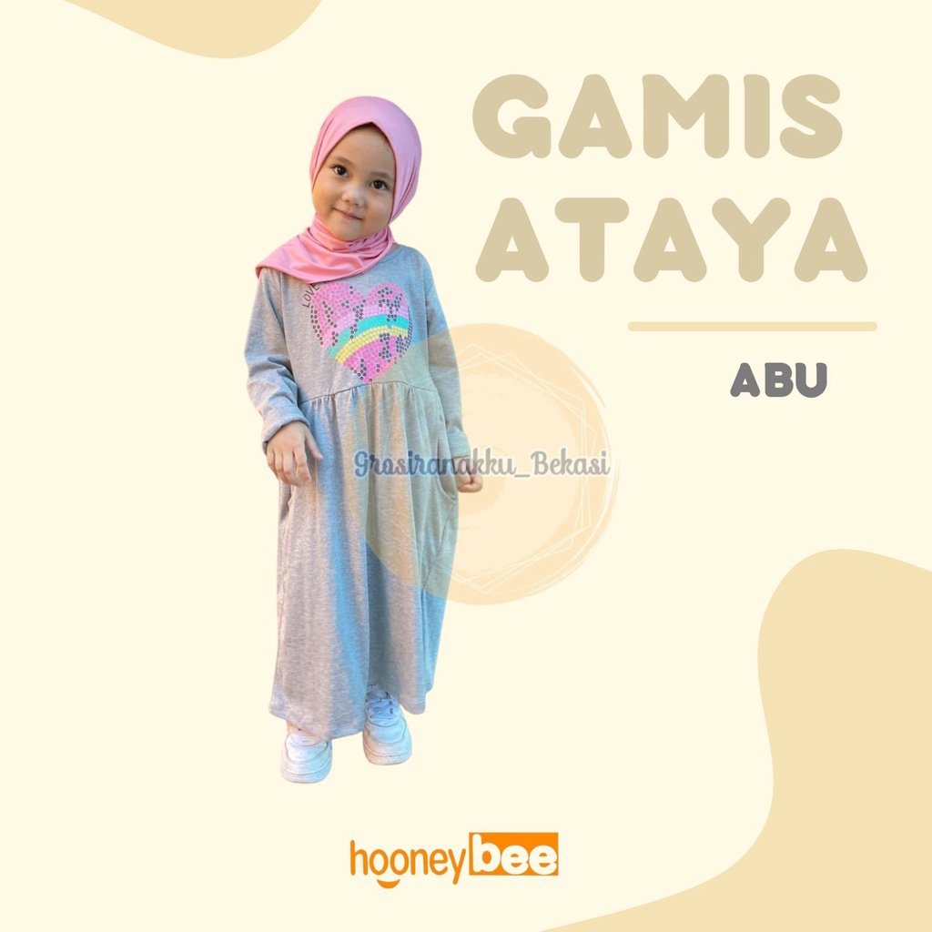 Gamis Kaos Anak Ataya Hooneybee Warna Abu 2-10Thn