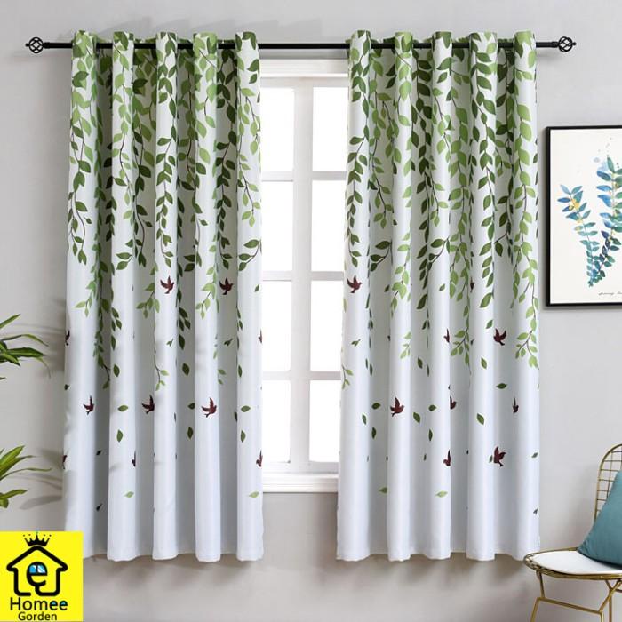 Gorden Minimalis/ Tirai Jendela Minimalis/ Gorden Blackout Hijau Daun