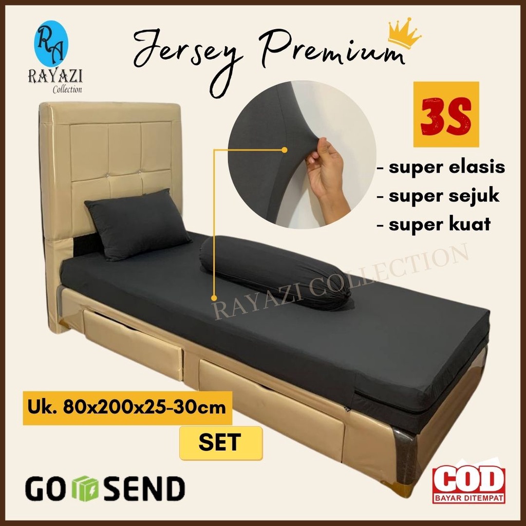 SARUNG KASUR (SET) JERSEY PREMIUM/SPREI KASUR UK 80X200X25-30CM SPRINGBED