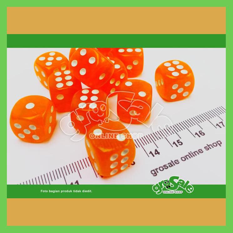 DADU 14X14MM TRANSPARANT ORANGE/DADU BENING JINGGA TRANSPARAN