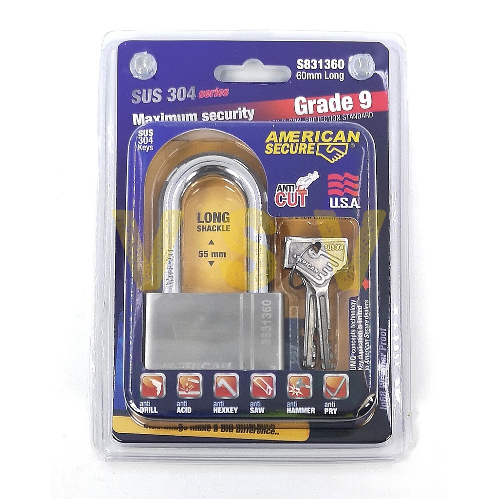 American Secure Gembok 60mm long / Gembok rumah / gembok gudang