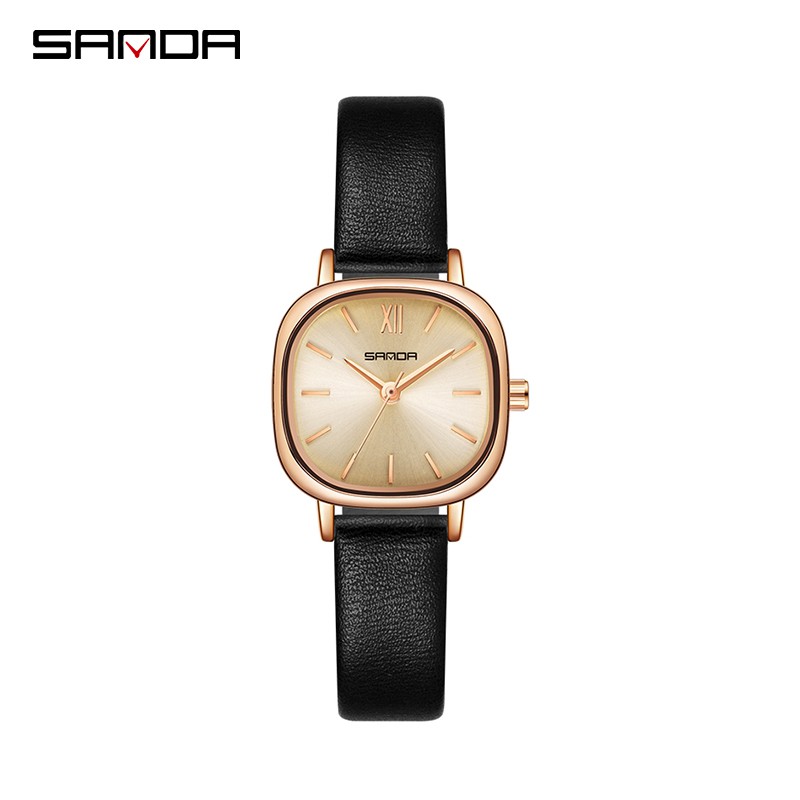 SANDA P1098 Jam Tangan Wanita Analog Tali Kulit Stainless Steel Quartz WATCHKITE WKOS