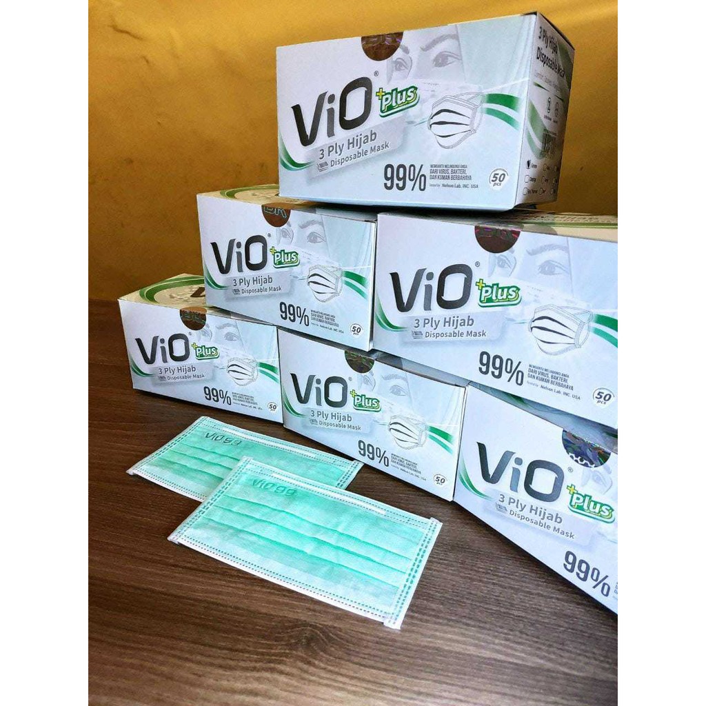 Masker Medis Vio Hijab Headloop 3ply isi 50 pcs Masker Kesehatan Murah