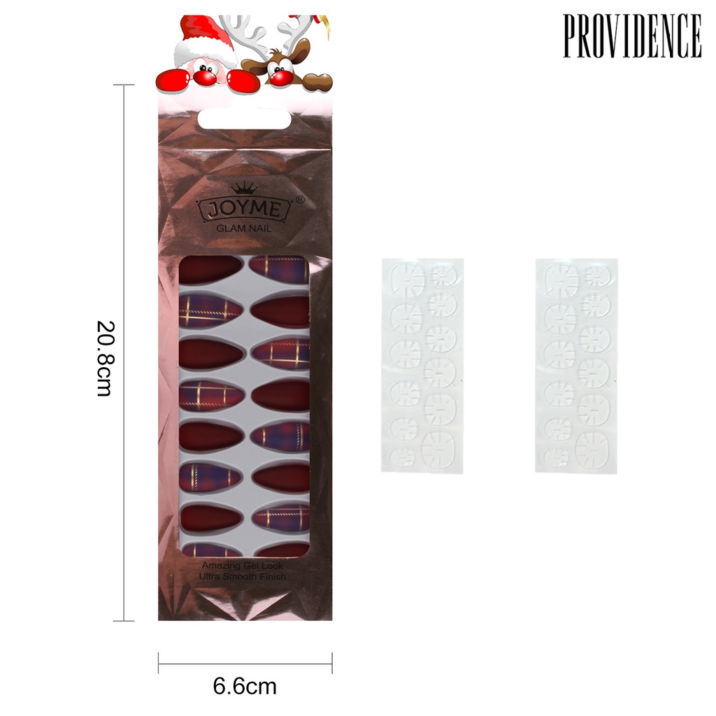 24pcs / Set Kuku Palsu Full Cover Desain Natal Dapat Dilepas Untuk Manicure